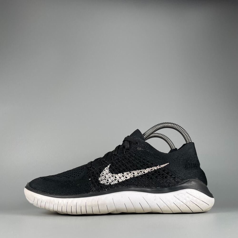 Nike Free RN Flyknit Women's Size 8 Black White Running Shoes Athletic Sneakers